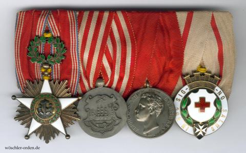 Deutsches Reich, 4er Ordensschnalle des Konsuls Goedelt, mit Liberia und Spanien Deutsches Reich, 4er Ordensschnalle des Konsuls Goedelt, mit Liberia und Spanien