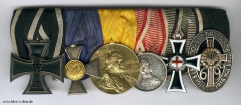 Preußen, 6er Ordensschnalle Reserveoffizier mit Österreich