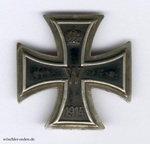 Preußen, Eisernes Kreuz 1914 I. Klasse, Zweitstück von der Königlichen Münze, Stuttgart, an Schiebeverschluss Preußen, Eisernes Kreuz 1914 I. Klasse, Zweitstück von der Königlichen Münze, Stuttgart, an Schiebeverschluss