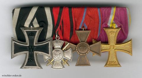 Württemberg, 4er Ordensschnalle mit Mecklenburg-Schwerin