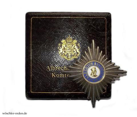 Sachsen, Albrechtsorden (2. Modell), Komturkreuz I. Klasse, Bruststern, von Glaser & Sohn, im Verleihungsetui