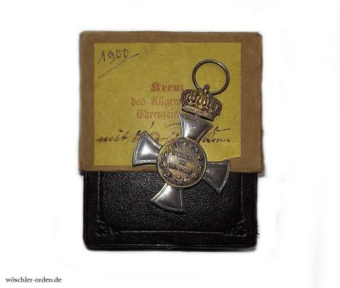 Preußen, Kreuz des Allgemeinen Ehrenzeichens mit der goldenen Krone, mit Verleihungsetui und Umkarton