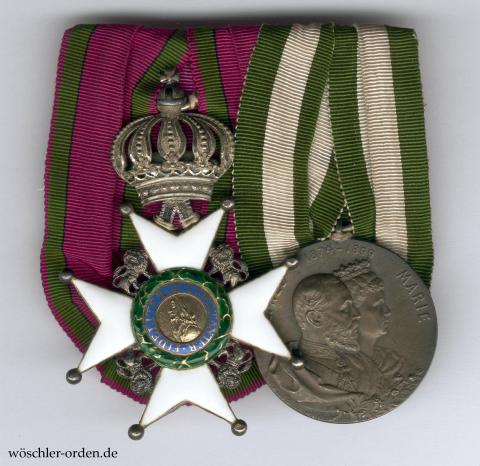 Sachsen-Coburg und -Gotha, Sachsen-Ernestinischer Hausorden, Ritterkreuz II. Klasse, an 2er Ordensschnalle Sachsen-Coburg und -Gotha, Sachsen-Ernestinischer Hausorden, Ritterkreuz II. Klasse, an 2er Ordensschnalle