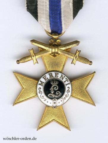 Bayern, Militär-Verdienstkreuz (3. Modell), 1. Klasse mit Schwertern am Beamtenband (2. Ausgabe), von Jacob Leser