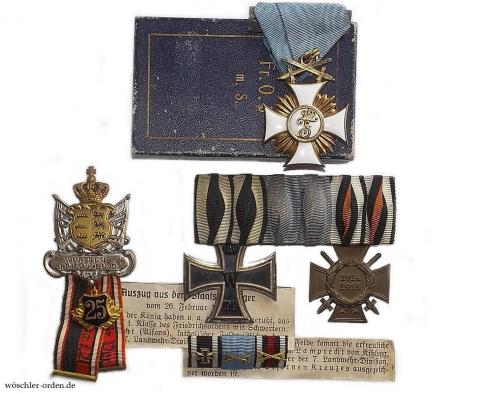 Württemberg, Friedrichsorden, Ritterkreuz I. Klasse mit Schwertern, von Foehr, mit Verleihungsetui usw. des Feld-Divisionspfarrers Lamprecht